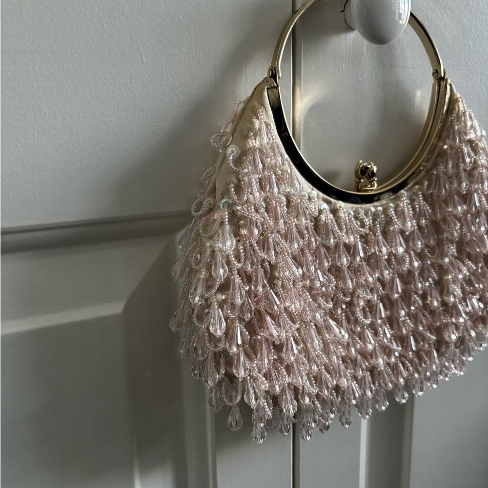 Banana Republic Elegant Pale Pink Beaded Silk Evening Bag - Picture 3 of 16